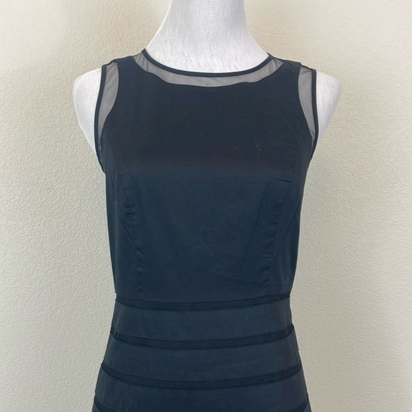 Ann Taylor black mesh panel sleeveless a line dress size 0P - Picture 4 of 8